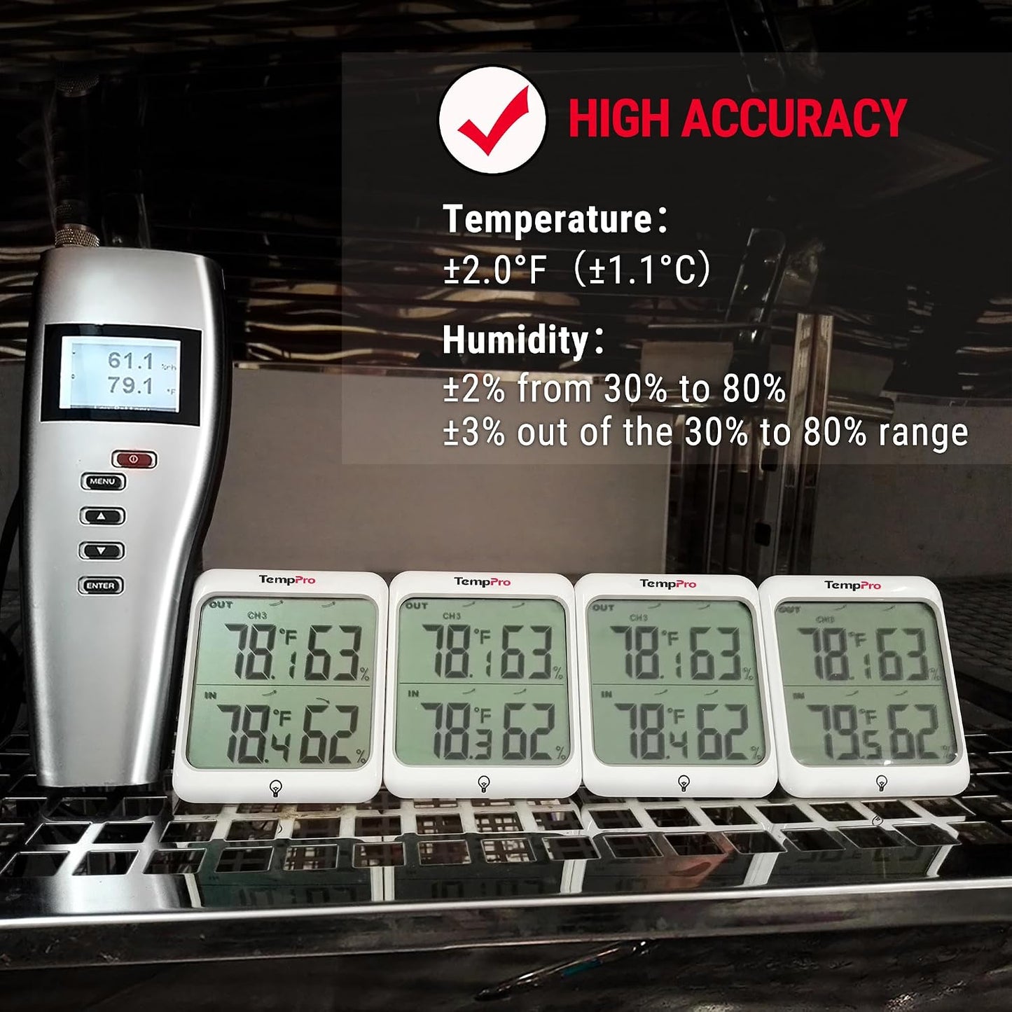TempPro TempAir 500 FT Indoor Outdoor Thermometer Wireless with Sensor | Large LCD Display, No Hub or App Required, Outside Thermometer & Cold-Resistant Sensor for Patio (Previously ThermoPro)