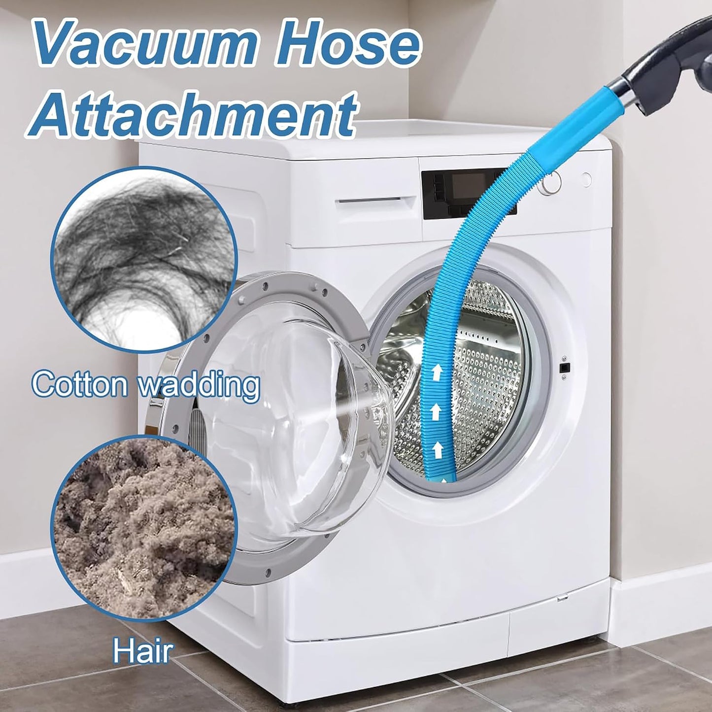 Dryer Vent Cleaner Universal Vacuum Hose Attachment | Universal Connector, Slim Hose, Lint Removal, Tight Spaces, Dryer Vent Furniture Crevices