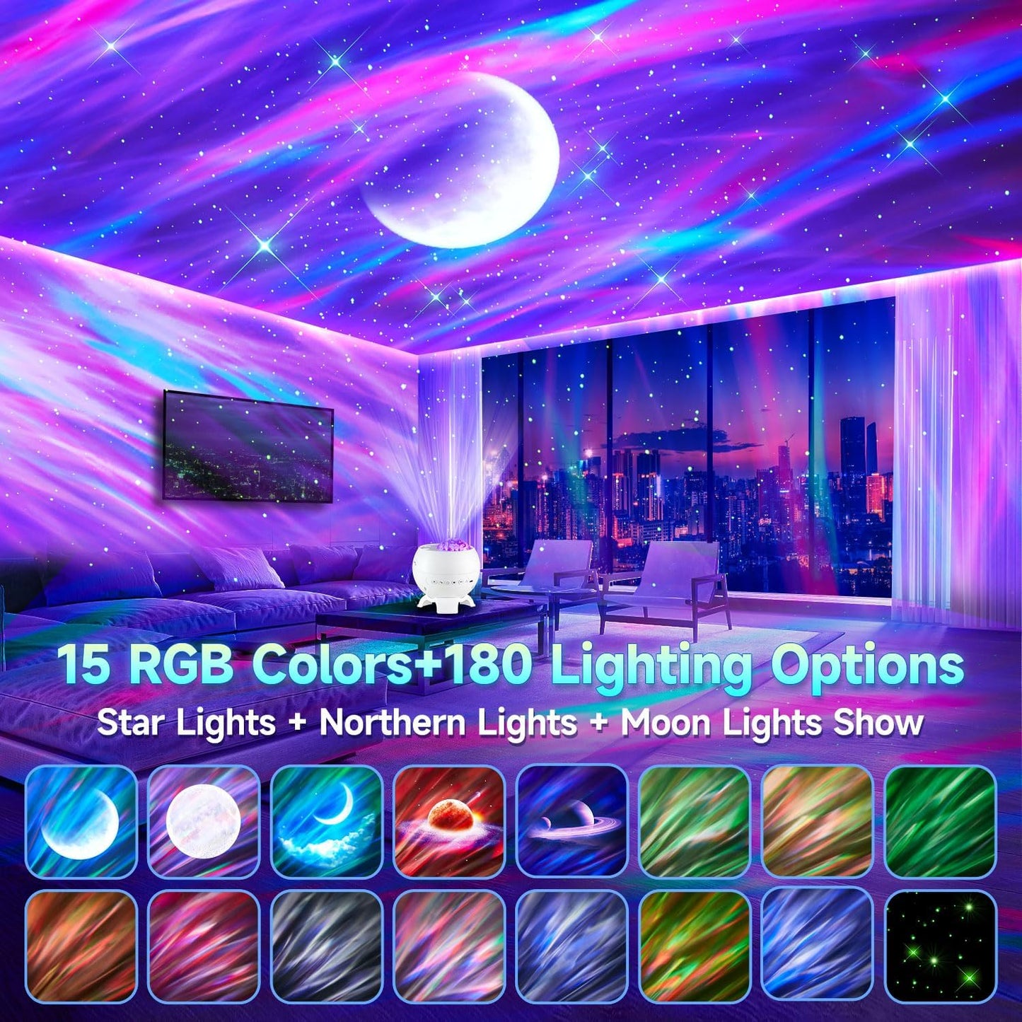 Baby Sound Machine with Night Light Projector,30 Sounds White Noise Machine | 31 Colors&4 Films,Remote,Timer,3 Brightness,360° Rotation,Sleep Soother,Sensory Light Autism Toys,Baby Shower Gifts,Baby Kids