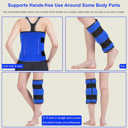 Koo-Care Large Flexible Gel Ice Pack for Injuries Reusable Hot Cold Compress - Fit for Shoulder Arm, Back, Hip, Knee, Shin, Foot Pain Relief, Swelling, Physical Therapy (L, 11" x 14") Pack of 2
