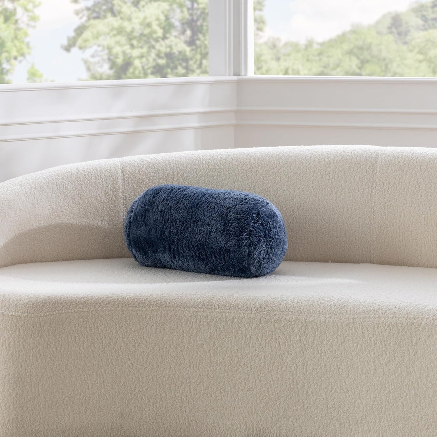 Berkshire Cervical Neck Roll Pillow with Extra-Fluffy™ Removable Cover, Multi-Purpose Bolster Cushion for Couch, Office & Travel, One Size 13.5" x 7.5", Smoke