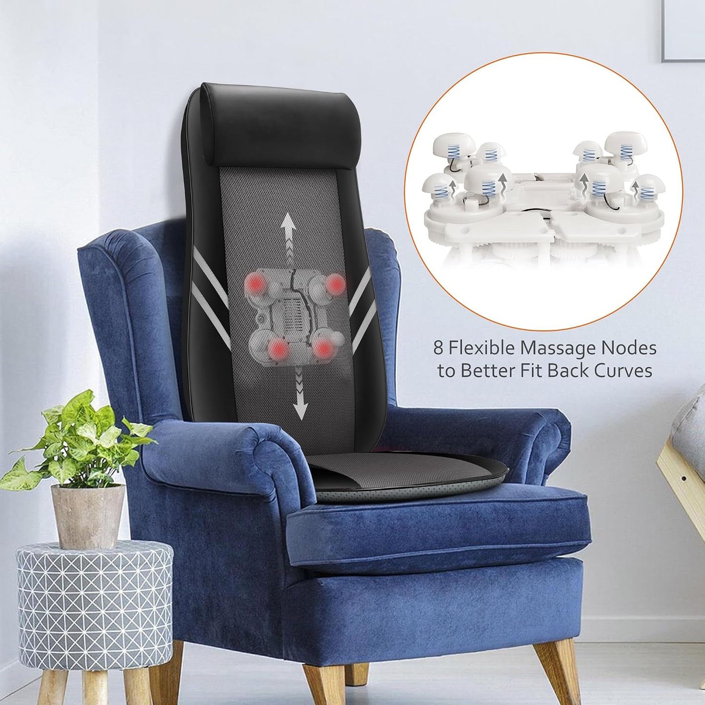 Snailax Shiatsu Back Massager with Heat, Deep Kneading Massage Chair Pad for Neck, Shoulders, Full Back & Waist, Adjustable Roller Massage Seat Cushion for Home Office, Pain Relief, Gift for Men Women