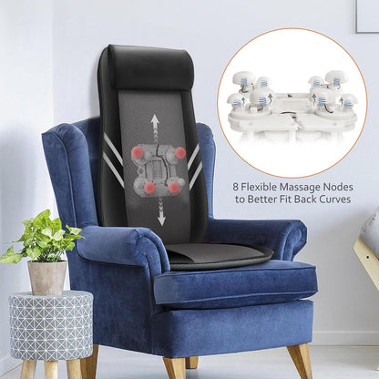 Snailax Shiatsu Back Massager with Heat, Deep Kneading Massage Chair Pad for Neck, Shoulders, Full Back & Waist, Adjustable Roller Massage Seat Cushion for Home Office, Pain Relief, Gift for Men Women