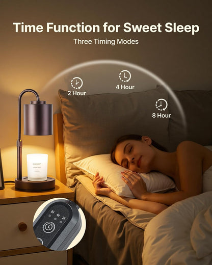 CASTLELIFE Dimmable Candle Warmer Lamp with Timer, Height Adjustable Candle Warmer for Jar Candles, Electric Wax Melt Warmer for Home Decor House Warming Gifts, Birthday Gifts for Women, Black Clear