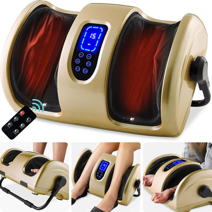Best Choice Products Shiatsu Foot Massager with Heat for Plantar Fasciitis & Neuropathy, Kneading Foot & Calf Massager with Remote, 360° Adjustable Handle, Rolling & Compression Massage - Navy