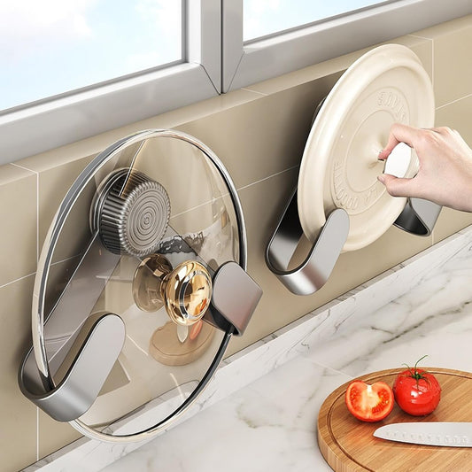 Pot Lid Rack Organizer holder for Cabinet Door/Wall With Suction Cup, No Drilling, Adjustable Rotating Arm Design Fits 6-14" Lids(Charcoal gray)