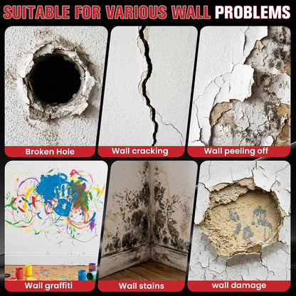 Drywall Repair Kit 30 Pack, 2/4/6/8 inch Drywall Repairs Patch, Dry Wall Patch with Scraper and Sandpaper for Drywall Repair Patch Kit