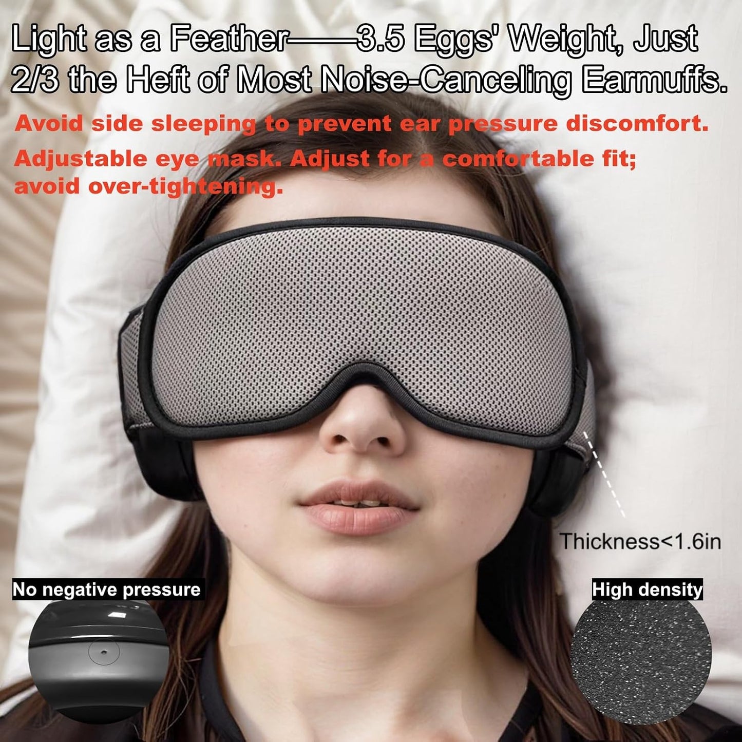 Noise Reduction Ear Muffs Eye Mask for Sleeping Set, Noise Cancelling Earmuffs 3D Light Blocking Sleep Mask Set