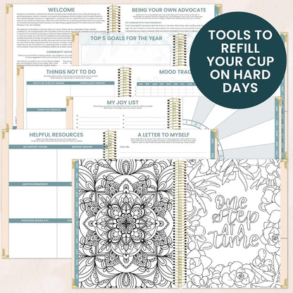 bloom daily planners Undated Chronic Illness Planner & Medical Journal - 12 Month Pain & Symptom Tracker, Mood & Medication Log, Appointment Organizer (7” x 9”) - Chronically Resilient
