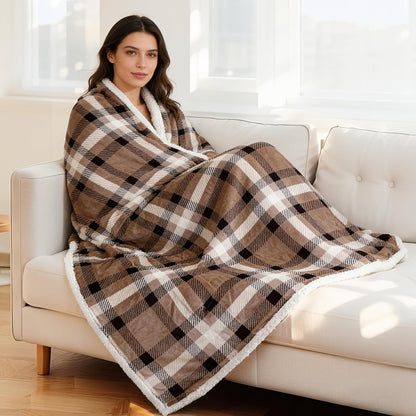 Soypipo Electric Heated Throw Blanket 50"x60", Faux Fur Plush with 4 Heat Settings & 2/4/8/10H Auto Shut-Off, Overheat Protection, Machine Washable, for Office & Chair, Dark Grey