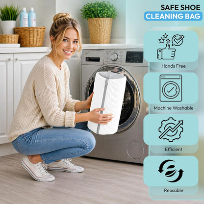 Shoe Washing Machine Bag - 360° Deep Clean shoe washing bag - 2Pc | Laundry Shoe Bag for Washer and Dryer - Reusable Shoe Cleaning Bag -Shoe Bag for Washing Sneakers etc with Zip Lock - Yellow