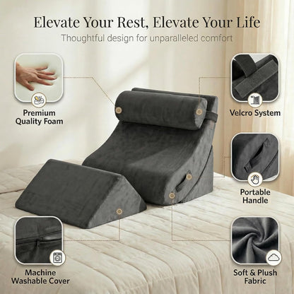 Axelrod Orthopedic Bed Wedge Pillow Set, Post Surgery Foam for Back, Neck and Leg Pain Relief Comfortable & Adjustable Ortho Pillows- Anti Snoring, Heartburn, Acid Reflux & GERD Sleeping Navy
