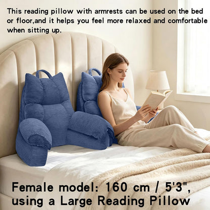 Reading Pillow for Bed with Arms, Back Support, Memory Foam（Grey Black） | Reading Pillow for Bed with High Arm Rests, Back Support Pillow for Sitting Up, Shredded Memory Foam for Reading, TV & Gaming