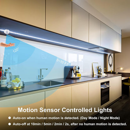 Motion Sensor Under Cabinet Lights, Plug in, Seamlessly Linkable, 6 Pcs 12 Inch Under Counter Lighting Bars for Kitchen, Closet, Gun Safe, Shelf, Display Case, LED 5000k Daylight