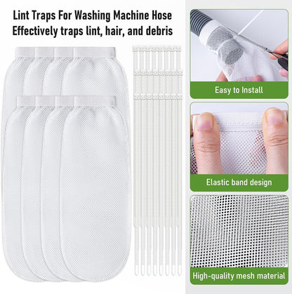 13 Pcs Washing Machine Lint Trap, Nylon Mesh Filter for Drain Hose | Easy Install Lint Catcher for Most Washers, Laundry Hair & Debris Catcher