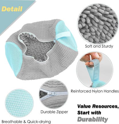 Shoe Washing Machine Bag,Laundry Shoe Bag for Washer and Dryer,Reusable Shoe Cleaning Bag for Sneakers,Tennis Shoes,With Self-locking Zipper, Microfiber Inside,Include Shoe Bag (Pro Grey - 1 Pack)