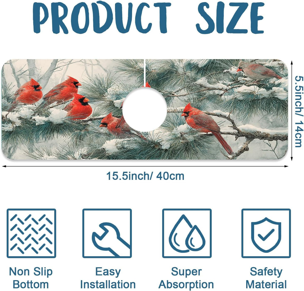 Faucet Mat for Kitchen Sink Absorbent Splash Guard Bathroom 23.5"X5.5"