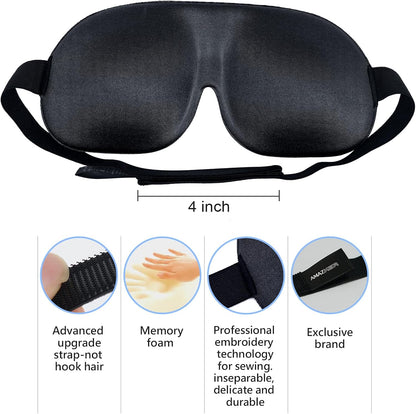 Sleep Mask SleepFun Invisible Alar Deep Orbit 3D Eye Mask Ultra Lightweight & Comfortable Sleeping Mask for Travel, Nap, Shift Works, Black & Blue