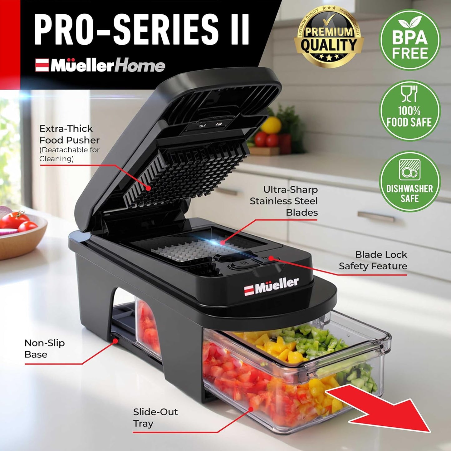 Mueller The Real Original Pro Vegetable Chopper & Mandoline Slicer, 10-in-1 | since 2013, 8 Blade Food Veggie Chopper, Onion Vegetable Cutter with Container, Kitchen Gadgets & Essentials