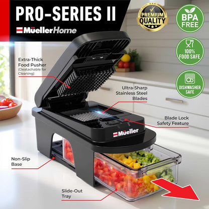 Mueller The Real Original Pro Vegetable Chopper & Mandoline Slicer, 10-in-1 | since 2013, 8 Blade Food Veggie Chopper, Onion Vegetable Cutter with Container, Kitchen Gadgets & Essentials