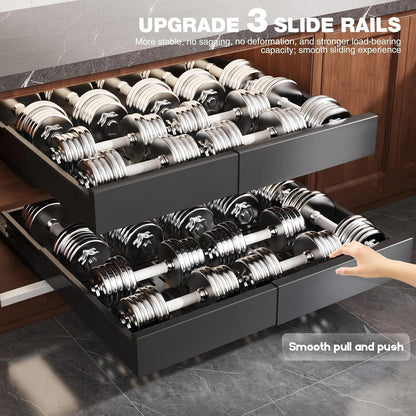 Seinloes Pull Out Cabinet Organizer,4-Side Expandable to Maximize Cabinet Space,Slide Out Drawers with 3 Rail Design,Roll Out Shelf with Raising Pad for Framed Cabinet,13"-21"W x 17"-24"D,White,2 Pack