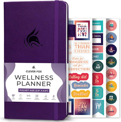 Clever Fox Wellness Planner & Food Journal for Weight Loss, A5 Orange | 5.8"x8.3" nutrition & exercise tracker for women tracking meals, diet & symptom diary, calorie counter notebook, stickers