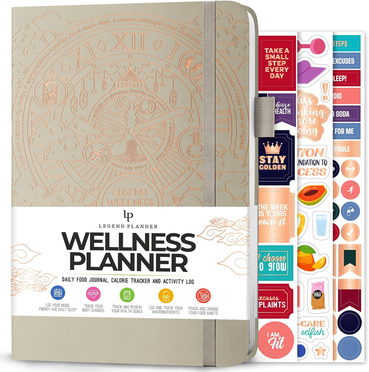 Legend Food Journal, Weight Loss & Meal Tracking Diary 5.8x8.3 Hot Pink