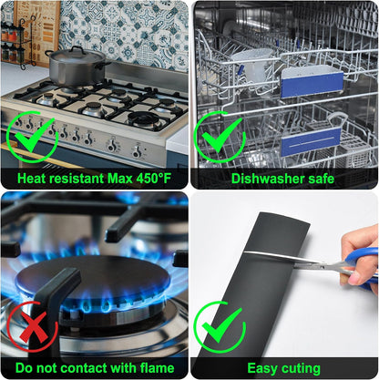 Silicone Stove Counter Gap Cover - 25 Inch Gap Filler 2 Pack Black | Long gap filler seals spills between kitchen appliances Stovetop oven countertop; stove gap cover, gas stove side gap covers