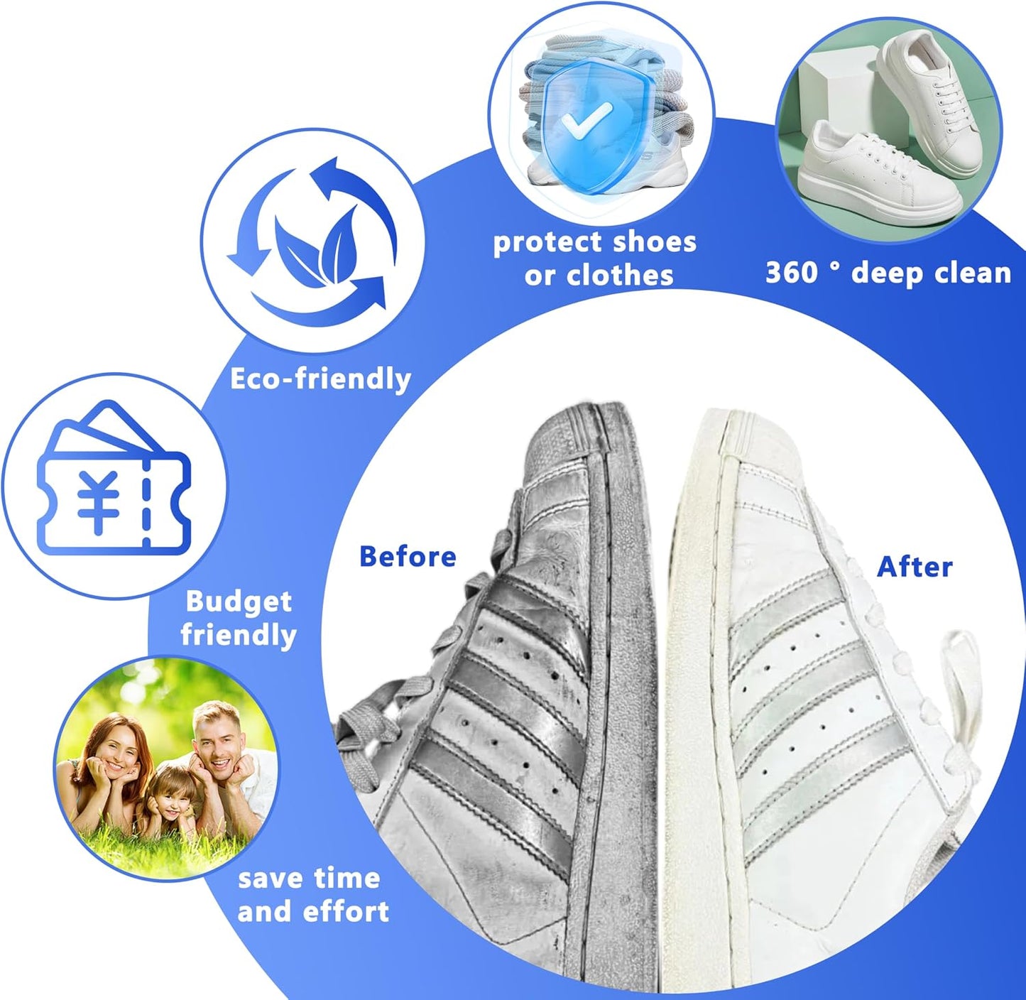 Reusable Shoe Washing Bag, 2-Pack Chenille Laundry Bag for Washer & Dryer. | Soft chenille fibers help deep clean sneakers while the hidden zipper keeps shoes secure and helps protect your washer.