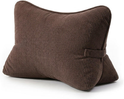 Pat. Pend. Corduroy Lumbar Support Back Pillow for Watching TV, Reading & Gaming, Ergonomic Triangle Support Cushion for Sofa, Armchair & Bed Sitting, Removable Washable Cover, Beige Gray