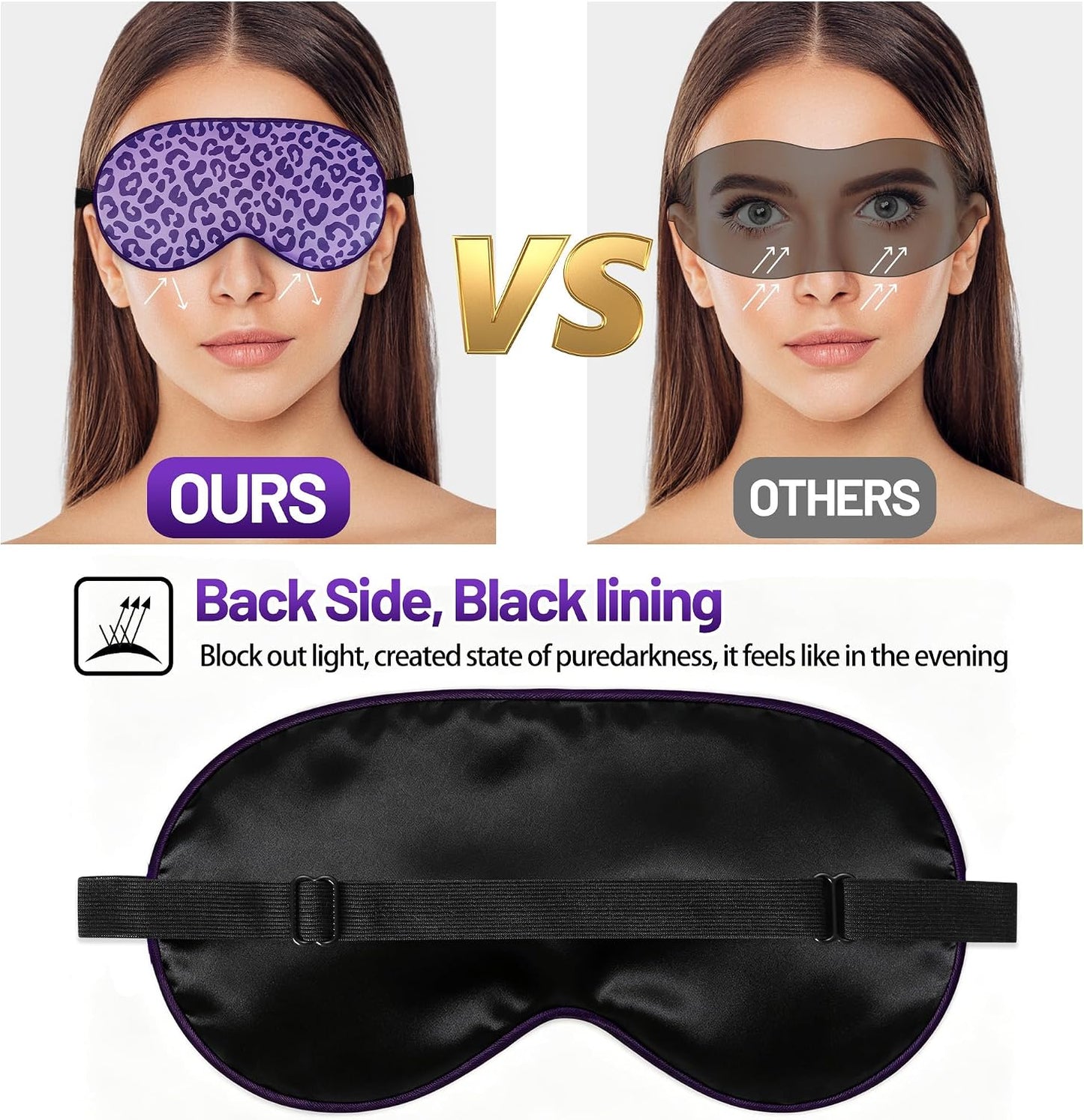 Sleep Mask, Silk Eye Mask for Sleeping with Adjustable Strap, Satin Blackout Sleeping Eye Mask for Men&Women, Comfortable Blindfold Eyeshade for Night Sleep(Black)