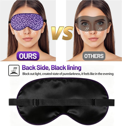 Sleep Mask, Silk Eye Mask for Sleeping with Adjustable Strap, Satin Blackout Sleeping Eye Mask for Men&Women, Comfortable Blindfold Eyeshade for Night Sleep(Black)