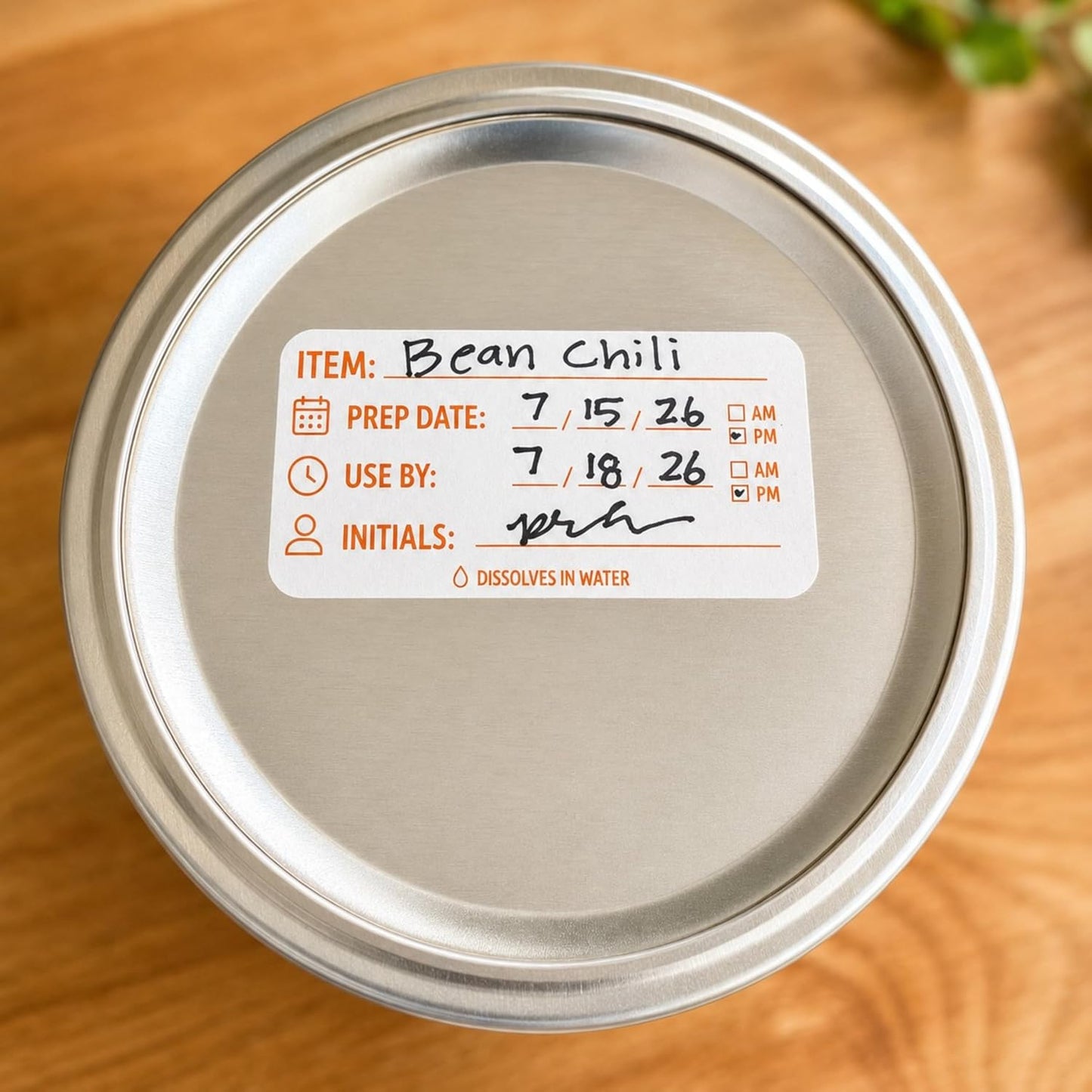 Water Dissolvable Prep & Use By Food Labels, 1 x 2, 500/Roll | Writable Rotation Stickers with Item, Date, AM/PM and Initials for Restaurants, Kitchens, Freezers and Storage. Made in USA