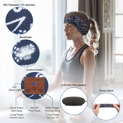 2-Pack Sleeping Headphones Wireless Bluetooth 5.4, Headband Headphones with Ultra-Thin Speakers, Bluetooth Headband for Side Sleepers, Running, Workout, Insomniac, Travel, Meditation（Black&Grey）