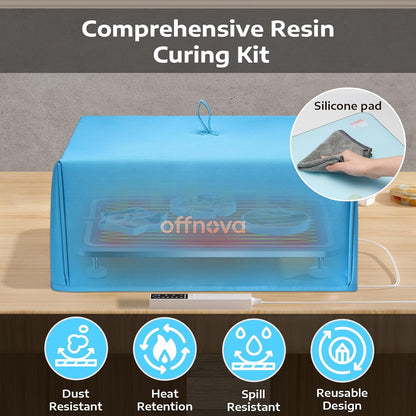 OFFNOVA Resin Heating Mat & Leveling Table, 2-in-1 Resin Tools for Epoxy Resin, Resin Curing Machine for Resin Molds, Undeformed Resin Dryer with Smart Timer & Temperature Control, Silicone Mat