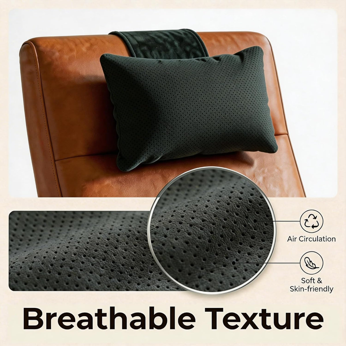 KINIVA Dual-Layer Ultra-Suede Neck Support Pillow for Recliners, Sofas & Office Chairs - Breathable Mesh, Removable Cover, Orthopedic Cervical Support for Pain Relief (Grey)