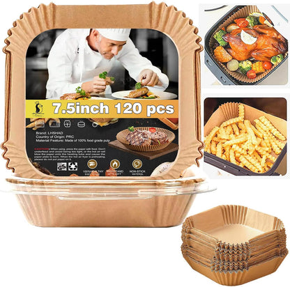 Air Fryer Liners Disposable 9 Inch, 9 inch Air Fryer Liners 125 Pcs Large Square Air Fryer Paper Liners for 5QT 6qt 8QT Air Fryer, Non-stick Parchment Paper for Frying, Baking