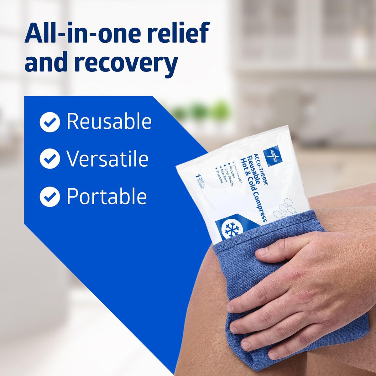 Medline Accu-Therm Reusable Hot/Cold Gel Packs, 5” x 10”, Soft & Flexible, for Injuries, Fast Relief, Recovery & Muscle Soreness - Single