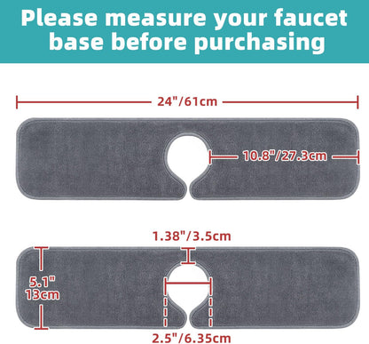 PoYang 4 Pack Faucet Mat for Kitchen Sink Splash Guard, Long 24x5.1 Inch | Super Absorbent Microfiber Faucet Mat, Catch Splashes and Drips, Machine Washable Sink Protectors for Kitchen, Bathroom & RV