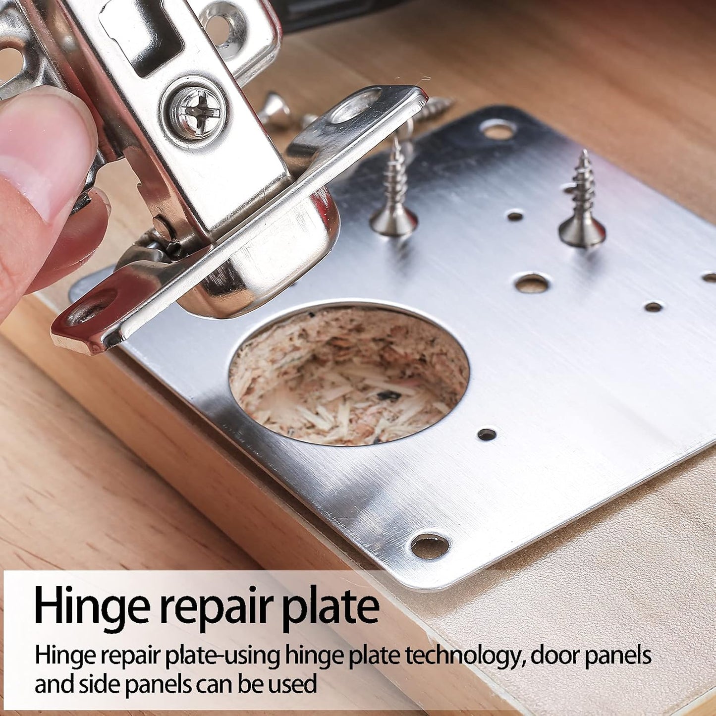 10 Pcs Cabinet Hinge Repair Plates Kits,Kitchen Cupboard Door Hinge Repair | repair plate,Stainless Steel Hinge Repair Fixing Bracket Plate Kit with Screws/Screwdriver for Kitchen Furniture CabinetDoor