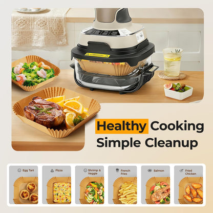 Vailnd 100Pcs Small 4.7 Inch Square Air Fryer Liners Disposable for 1-2 Qt