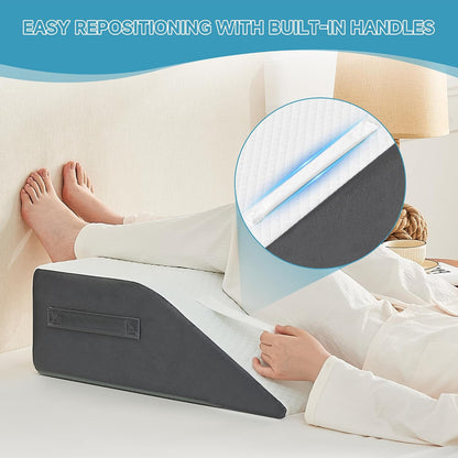 Yojoker Leg Elevation Pillows for Swelling, Memory Foam Wedge Pillow for Legs Blood Circulation, Leg Elevation Pillows for After Surgery, Knee Wedge Pillow for Sleeping Back Hip Ankles Relief