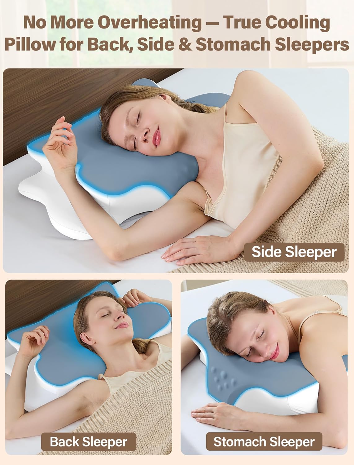Cervical Neck Pillow for Pain Relief – Ergonomic Memory Foam Pillow for Side Sleeper Contour Orthopedic Bed Pillow for Neck Support with Cooling Cover – Ideal Christmas Birthday Gift for Women Men