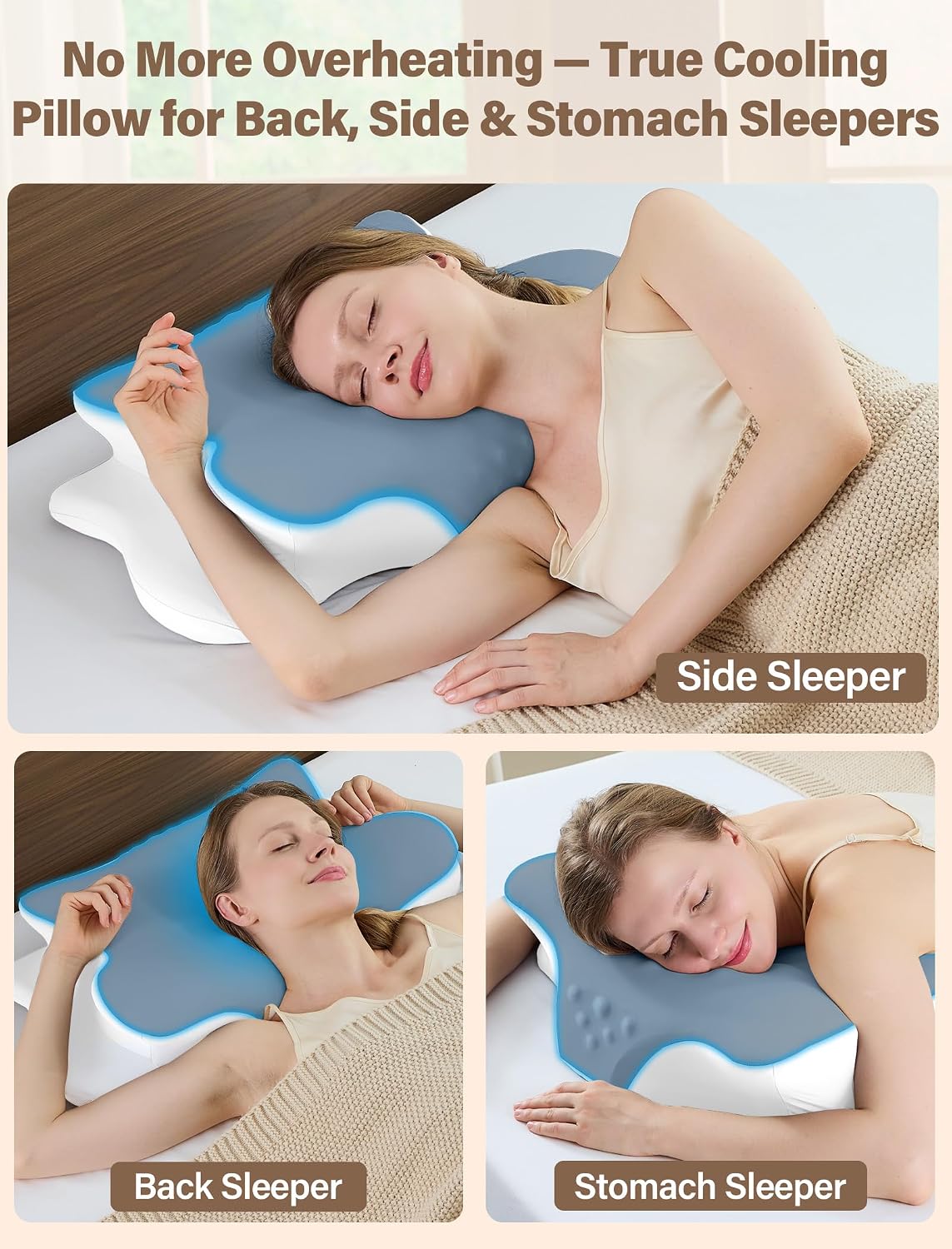 Cervical Neck Pillow for Pain Relief – Ergonomic Memory Foam Pillow for Side Sleeper Contour Orthopedic Bed Pillow for Neck Support with Cooling Cover – Ideal Christmas Birthday Gift for Women Men