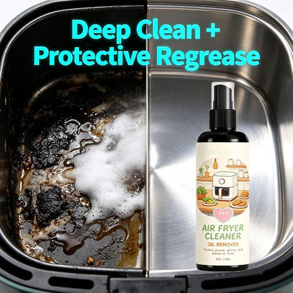 2-in-1 Air Fryer Cleaner and Degreaser Spray, Grease Air Fryer Cleaner Spray, Removes Grease, Grime, Oil & Baked-On Food, Includes Sponge, Fast-Acting, Residue-Free (1)