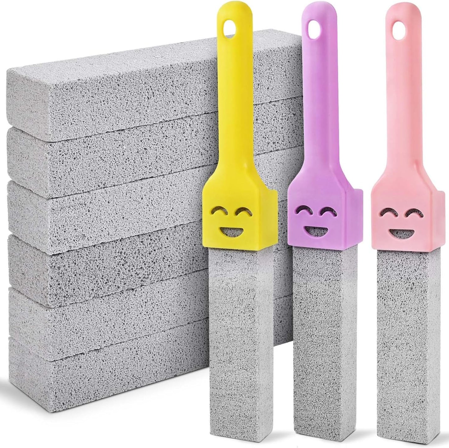 9 Pack Cleaning Pumice Stone Toilet Bowl Stick Cleaner with Handle Hard Water Ring Calcium Buildup Stains Remover Powerfully for Cleaning Toilet Bathtubs Kitchen Sink Grill Pools