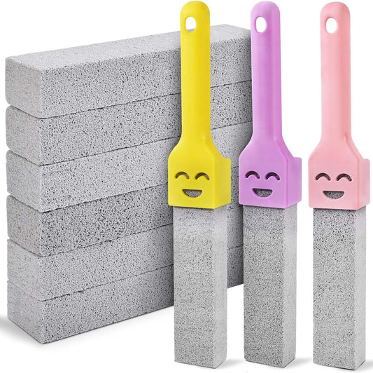 9 Pack Cleaning Pumice Stone Toilet Bowl Stick Cleaner with Handle Hard Water Ring Calcium Buildup Stains Remover Powerfully for Cleaning Toilet Bathtubs Kitchen Sink Grill Pools