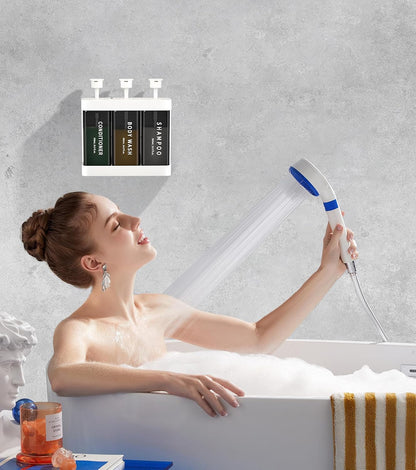 Shampoo and Conditioner Dispenser Shower Soap Dispenser 3 Chamber No Drill, 3 * 16.9 fl.oz Shampoo Dispenser for Shower Wall Mounted Shower Shampoo Dispenser 3 Chamber for Bathroom Hotel Black