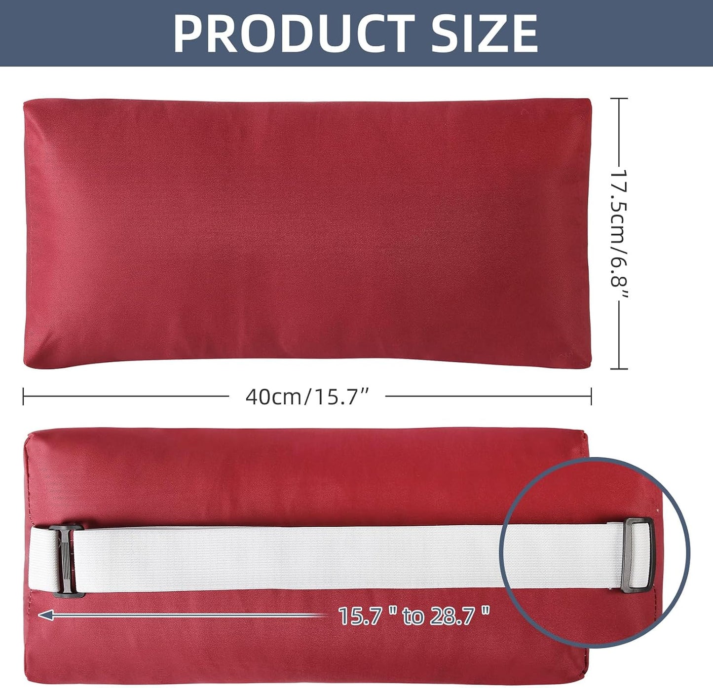 Headrest Pillow for Patio Chaise Lounge Chair, Outdoor Chaise Pillows with Adjustable Elastic Stripe Head Resting Pillows for Recliner Office Chair, Dark Blue 2 Pack