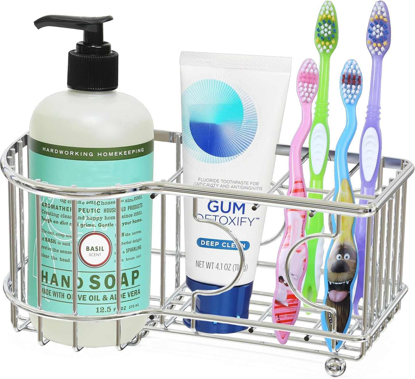 Simple Houseware Multi-Functional 6 Slots Toothbrush Holder, Bronze